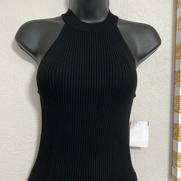 Michael Stars Giselle Heavy Rib Bodycon Midi Halter Dress Black XS - Picture 3 of 10